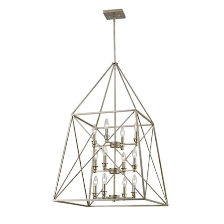 Z-Lite Trestle 12 Light Pendant, Antique Silver & Antique Silver 447-12AS